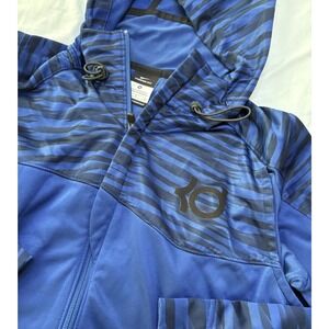 Nike KD Therma-Fit Hoodie Jacket M Blue Black Zebra Kevin Durant Zip Up